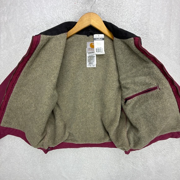 Carhartt Detroit Jacket Sherpa Lined Womens Small WJ097 RBY Raspberry NWT NOS - Picture 3 of 13